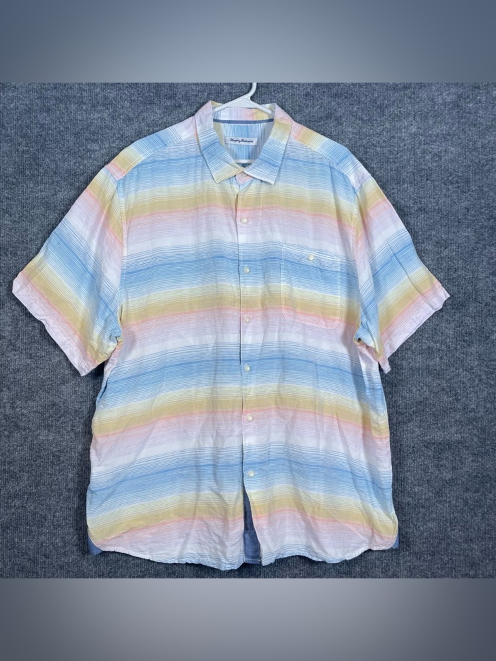 Tommy Bahama Men’s XXL 2X Linen Tencel Serape Stipe Multicolor Button Down Shirt